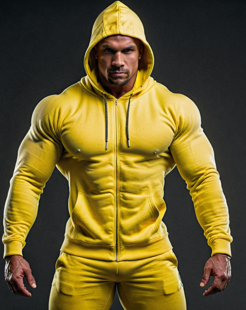 Stylish Lemon Yellow Zipper Hoodie for Men Comfort Trend Combined COLORS QUEE