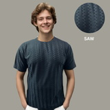 Nauticon Summer Saw Jacquard Crew Neck T-Shirt for Men – Black Nauticon Summer Saw Jacquard Crew Neck T-Shirt for Men – Black