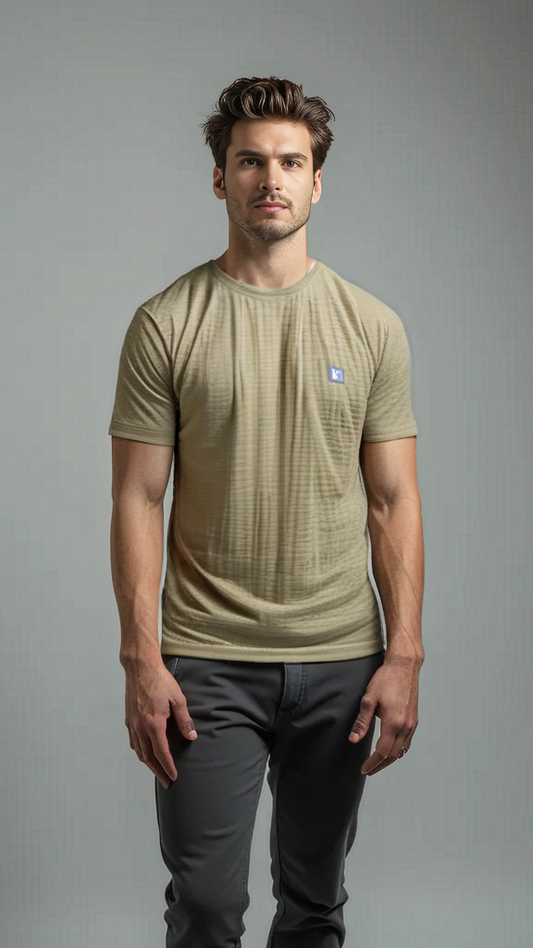 Nauticon Summer Spacex Jacquard Crew Neck T-Shirt For Men 100 Poly/Tan