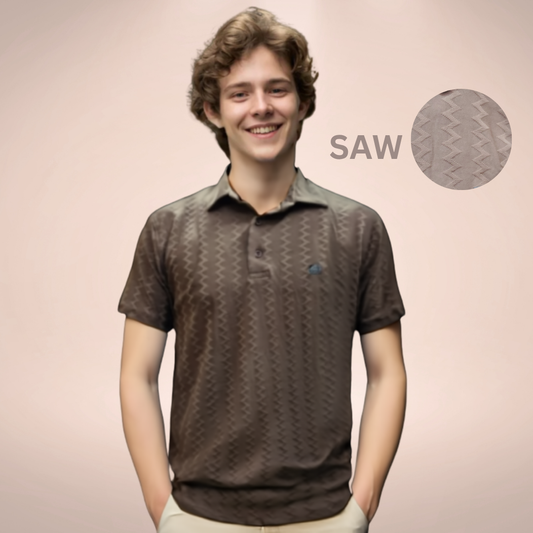 Nauticon Summer Saw Jacquard Polo T-Shirt for Men – Sandstone