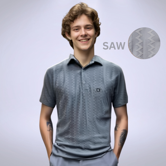 Nauticon Summer Saw Jacquard Polo T-Shirt for Men – Light Grey