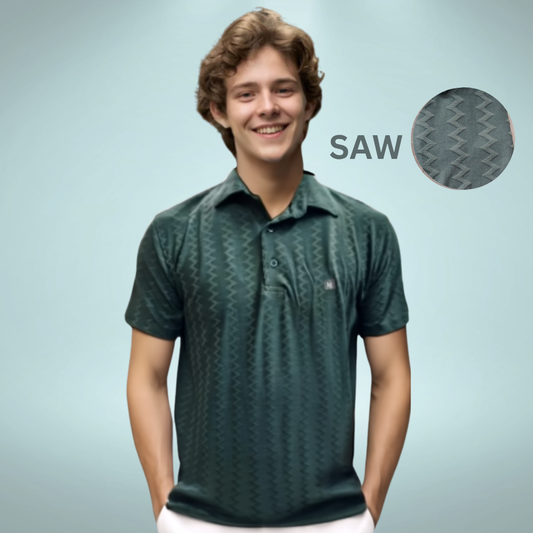 Nauticon Summer Saw Jacquard Polo T-Shirt for Men – Olive