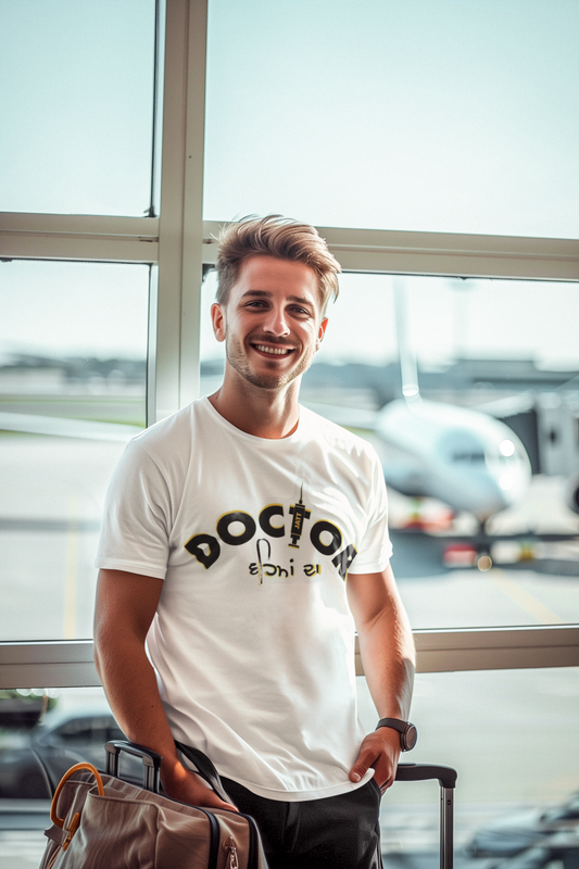 Custom T-Shirt for Men Color WHITE With Black DOCTOR FRONT Regular