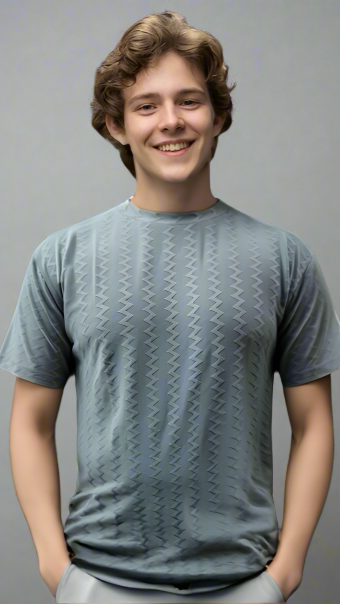 Nauticon Summer Saw Jacquard Crew Neck T-Shirt for Men – Light Grey Nauticon Summer Saw Jacquard Crew Neck T-Shirt for Men – Light Grey