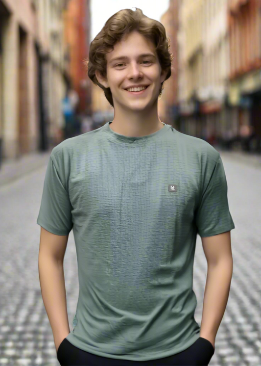 Nauticon Summer Plus Jacquard Crew Neck T-Shirt For Men 100 Poly/Pista-M