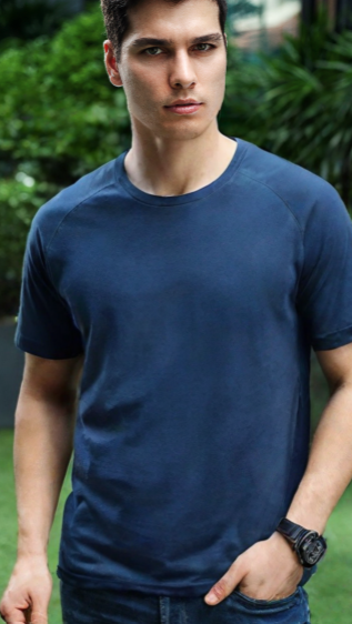 Nauticon Crew Neck T-Shirt for Men – Navy | Soft Cotton-Lycra Blend