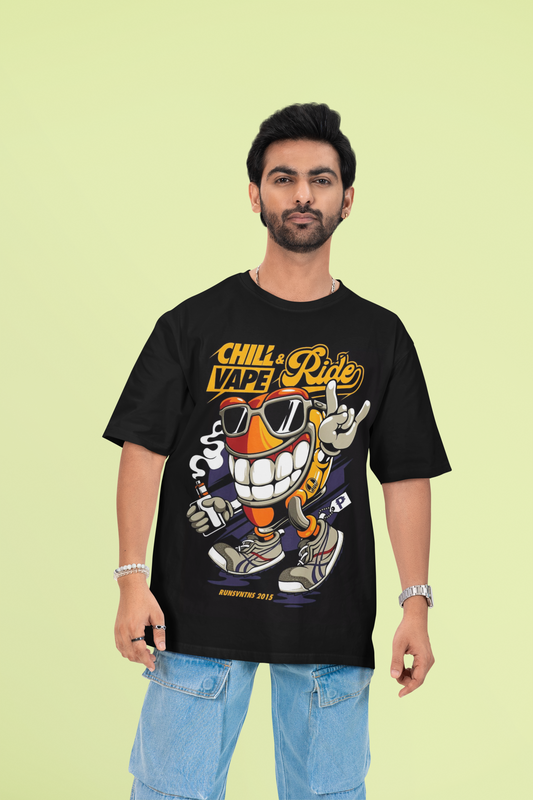 Chill Vape & Ride Graphic T-shirt – Bold Cartoon Print in Rich Cotton
