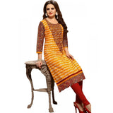 Women's Cotton Kurtis (Orange, Multi, XL)