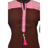Women's Rayon Kurtis (Brown, XL)