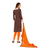 Generic Women's Banarasi Jacquard Unstitched Salwar-Suit Material With Dupatta (Brown, 2 Mtr)