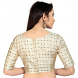 Women's Brocade, Inner-Cotton Full Stitched Padded Blouse (Chiku )