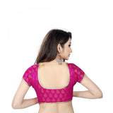 Women's Nylon, Inner-Cotton Full Stitched Padded Blouse (Pink)