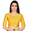 Women's Brocade, Inner-Cotton Full Stitched Padded Blouse (Yellow )