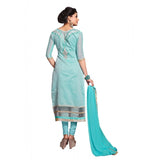 Generic Women's Chanderi Unstitched Salwar Suit-Material With Dupatta (Light Sea Green,2.3 Mtrs)
