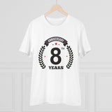 Generic Men's PC Cotton 8th Anniversary Printed T Shirt (Color: White, Thread Count: 180GSM)