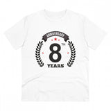 Generic Men's PC Cotton 8th Anniversary Printed T Shirt (Color: White, Thread Count: 180GSM)