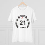 Generic Men's PC Cotton 21st Anniversary Printed T Shirt (Color: White, Thread Count: 180GSM)