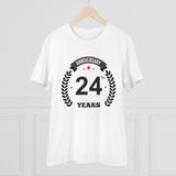 Generic Men's PC Cotton 24th Anniversary Printed T Shirt (Color: White, Thread Count: 180GSM)