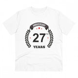 Generic Men's PC Cotton 27th Anniversary Printed T Shirt (Color: White, Thread Count: 180GSM)