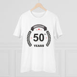 Generic Men's PC Cotton 50th Anniversary Printed T Shirt (Color: White, Thread Count: 180GSM)