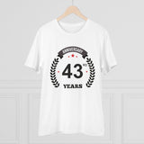 Generic Men's PC Cotton 43rd Anniversary Printed T Shirt (Color: White, Thread Count: 180GSM)