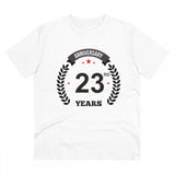 Generic Men's PC Cotton 23rd Anniversary Printed T Shirt (Color: White, Thread Count: 180GSM)