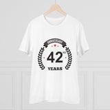 Generic Men's PC Cotton 42nd Anniversary Printed T Shirt (Color: White, Thread Count: 180GSM)