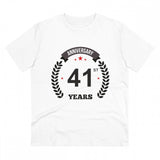 Generic Men's PC Cotton 41st Anniversary Printed T Shirt (Color: White, Thread Count: 180GSM)