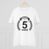 Generic Men's PC Cotton 5th Anniversary Printed T Shirt (Color: White, Thread Count: 180GSM)