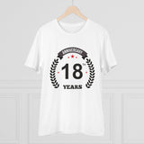 Generic Men's PC Cotton 18th Anniversary Printed T Shirt (Color: White, Thread Count: 180GSM)