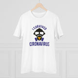 Generic Men's PC Cotton I Survived Coronavirus Printed T Shirt (Color: White, Thread Count: 180GSM)