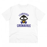 Generic Men's PC Cotton I Survived Coronavirus Printed T Shirt (Color: White, Thread Count: 180GSM)