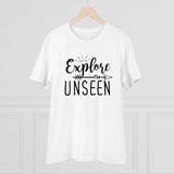 Men's PC Cotton Explore The Unseen Printed T Shirt (Color: White, Thread Count: 180GSM)