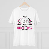 Generic Men's PC Cotton 24th Birthday Printed T Shirt (Color: White, Thread Count: 180GSM)