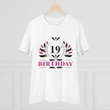 Generic Men's PC Cotton 19th Birthday Printed T Shirt (Color: White, Thread Count: 180GSM)