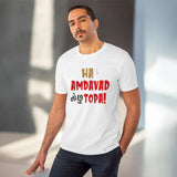 Generic Men's PC Cotton Ha Amdavad No Chu Topa Printed T Shirt (Color: White, Thread Count: 180GSM)