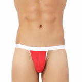 Men's Cotton Spandex Sexy Underwear (Red And White)