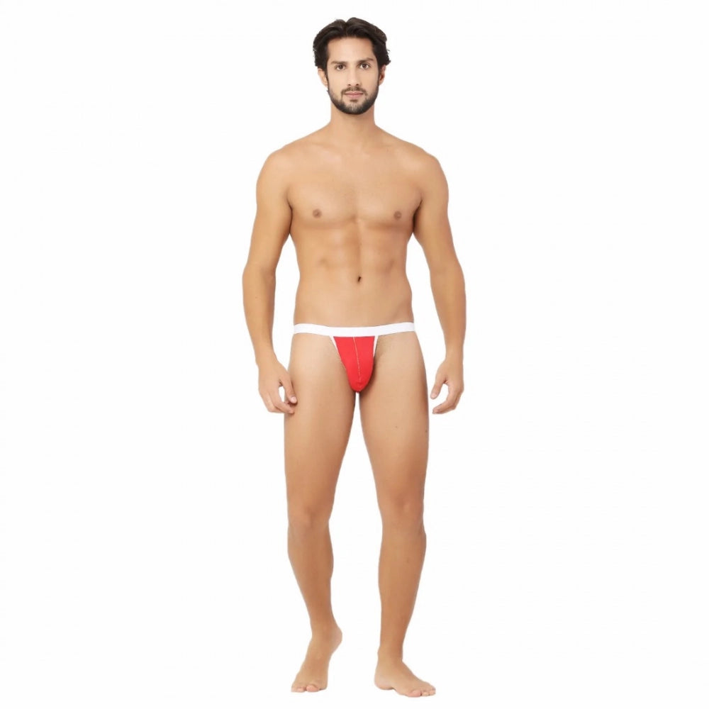 Men's Cotton Spandex Sexy Underwear (Red And White)