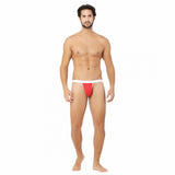 Men's Cotton Spandex Sexy Underwear (Red And White)