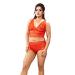 Women's Lace Bra And Panty Set Self Design Lingerie Set (Red)