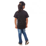 Girls Cotton Unicorn Face Half Sleeve TShirt (Black)