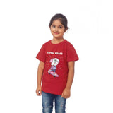 Girls Cotton Snow Board Half Sleeve TShirt (Maroon)