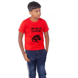 Boys Cotton Off Road Adventure Half Sleeve TShirt (Red)