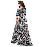 Women's Lycra Blend Saree with Blouse (Grey, 5-6 Mtrs)