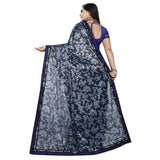 Women's Lycra Blend Saree with Blouse (Blue, 5-6 Mtrs)