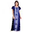 Generic Women's Cotton Printed Maxi Nighty (Blue)