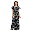 Generic Women's Cotton Printed Maxi Nighty (Black)
