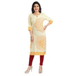 Women's 3/4th Sleeve Viscose Blend Tunic Long Kurti (Yellow)
