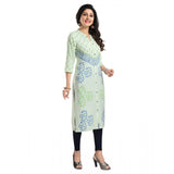 Women's 3/4th Sleeve Viscose Blend Tunic Long Kurti (Green)