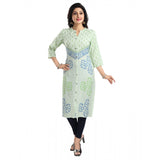 Women's 3/4th Sleeve Viscose Blend Tunic Long Kurti (Green)